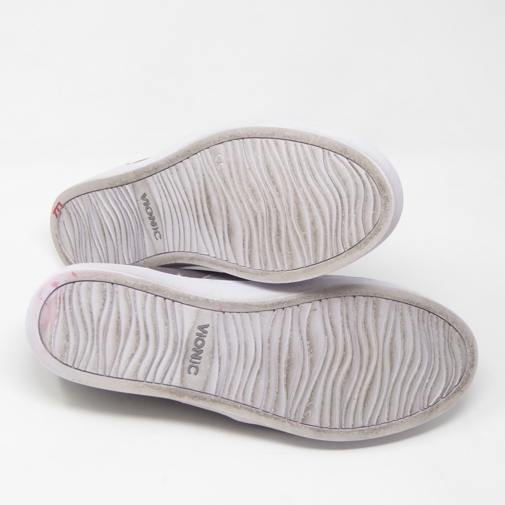 Vionic Women Slip On Sneakers Shoes Gray Leather Demetra Orthotic Size 9 - Picture 6 of 9